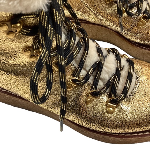 J Crew Gold Metallic Faux Fur Winter Boots AE 998 - Picture 9 of 15